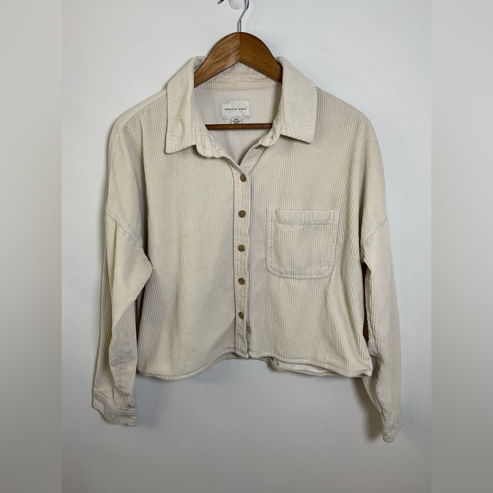 American Eagle Cropped Button Down Corduroy Jacke… - image 3